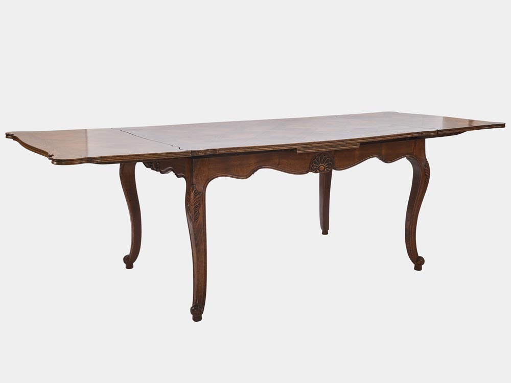 French Accent French Louis XV style extension dining table walnut extended 2