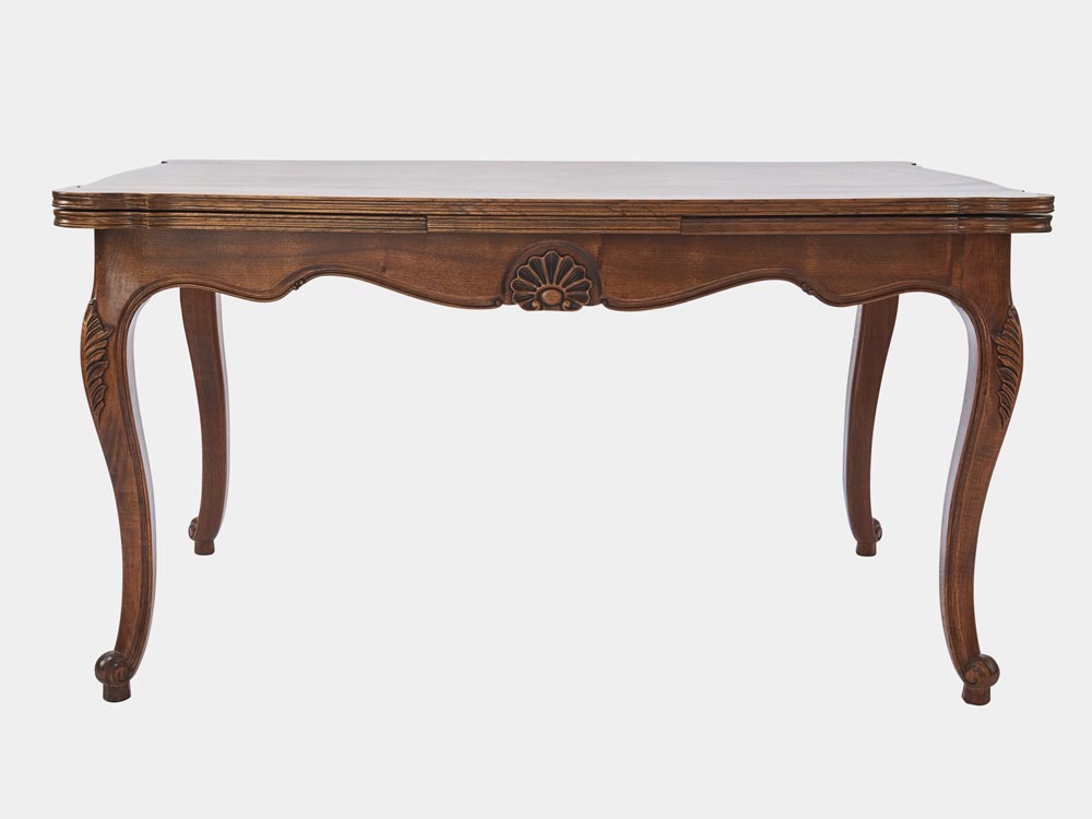 French Accent French Louis XV style extension dining table walnut front