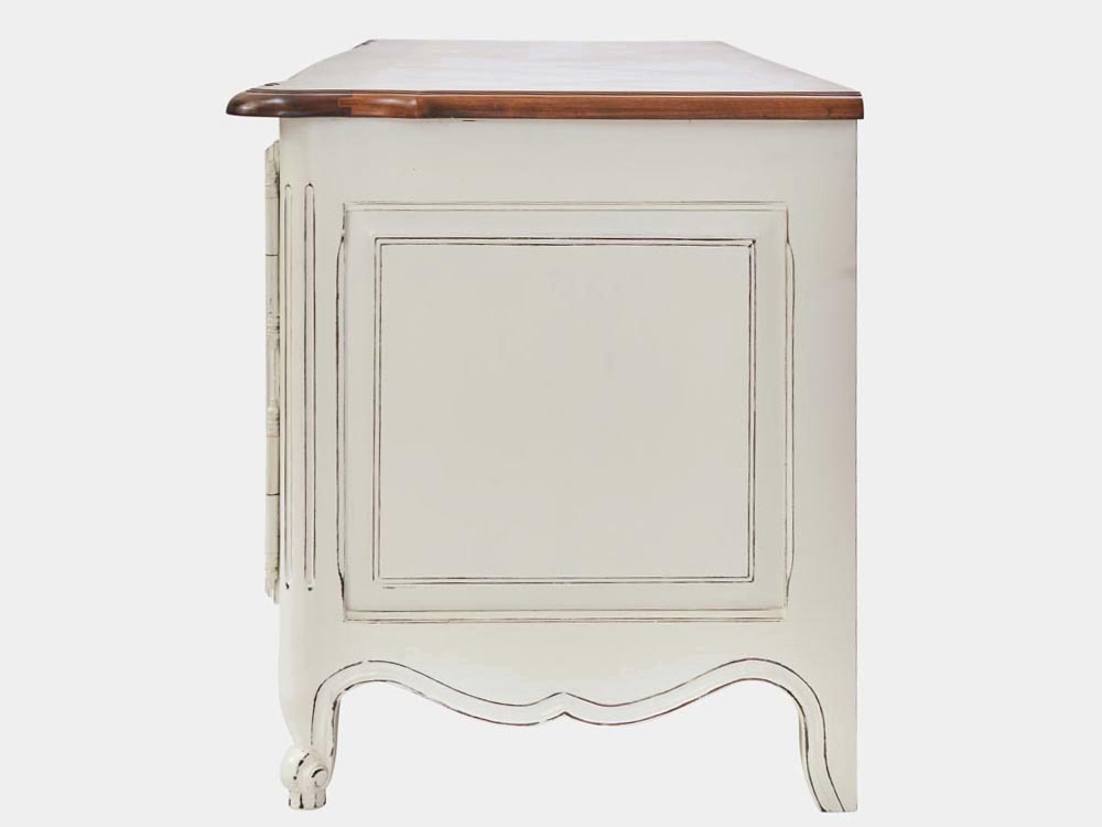 French Accent French provincial Louis XV style TV cabinet white side
