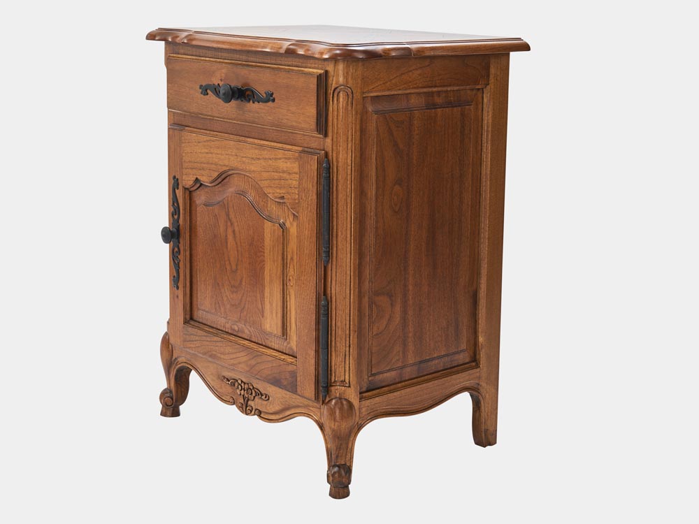 French Accent French provincial Louis XV style bedside table walnut side 45