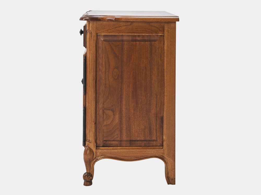 French Accent French provincial Louis XV style bedside table walnut side