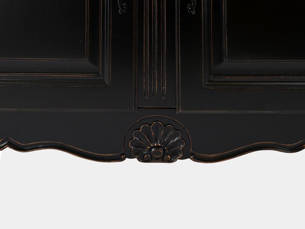 French Accent French provincial Louis XV style buffet sideboard black feature detail