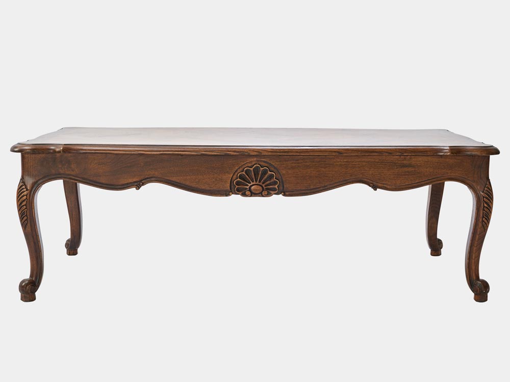 French Accent French provincial Louis XV style coffee table oak walnut front