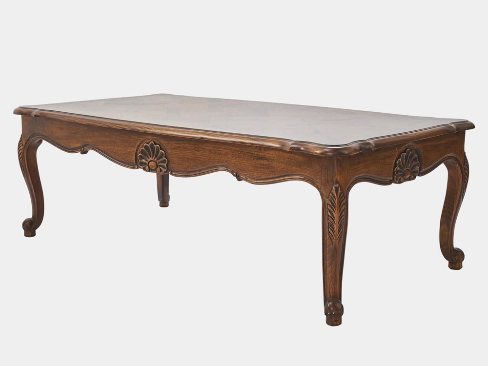 French Accent French provincial Louis XV style coffee table oak walnut side 45