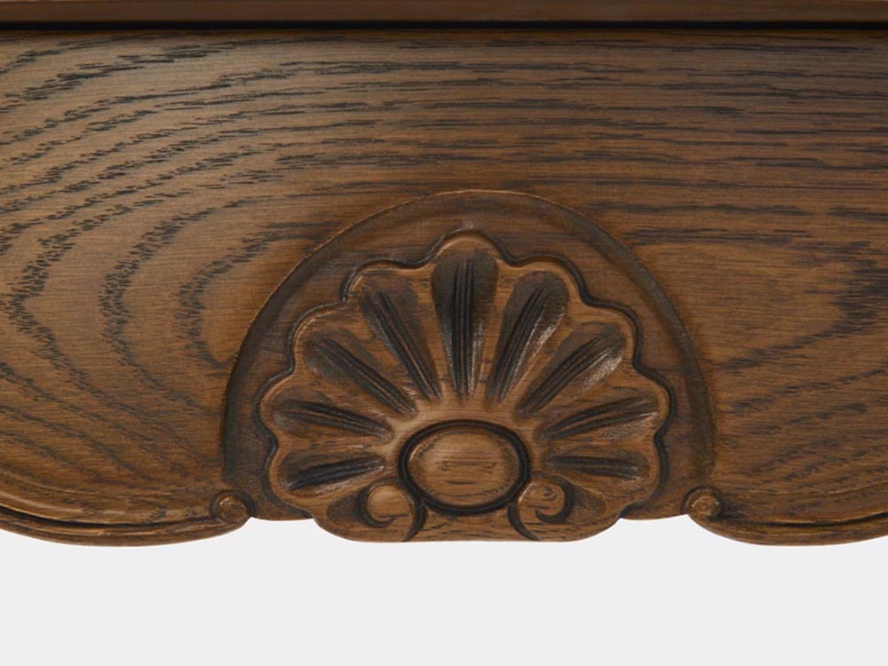 French Accent French provincial Louis XV style hall table with 1 drawer solid oak detail