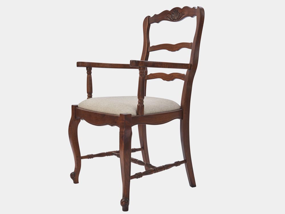 French Accent French provincial style Lyon Armchair ladder back walnut side 45