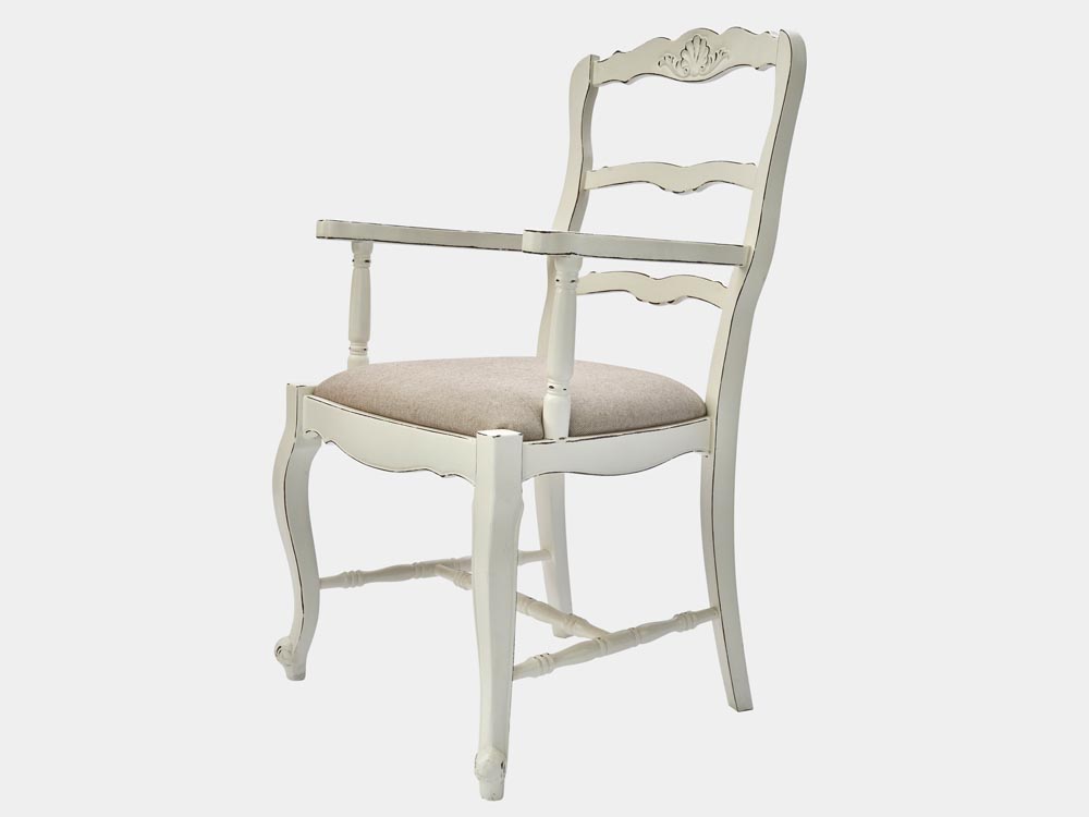 French Accent French provincial style Lyon Armchair ladder back white side 45