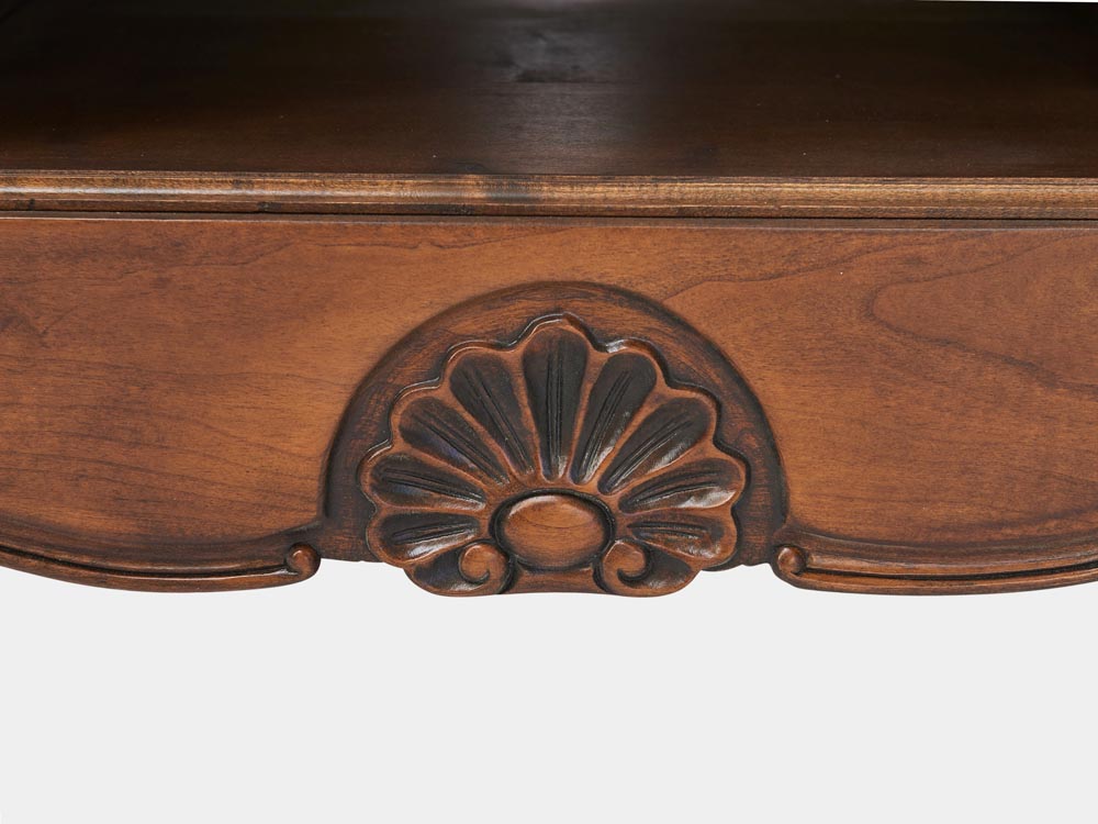French provincial Louis XV style TV cabinet feature carving