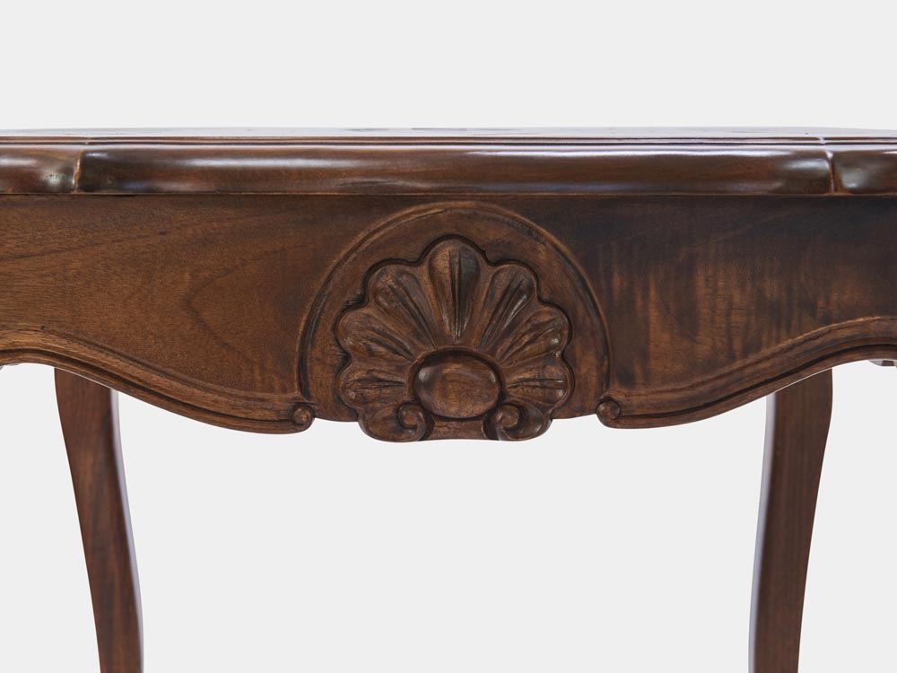 French provincial Louis XV style lamp table in walnut detail carving