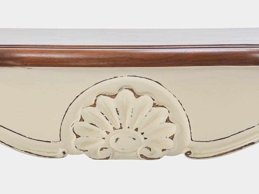 French provincial Louis XV style lamp table in white detail carving