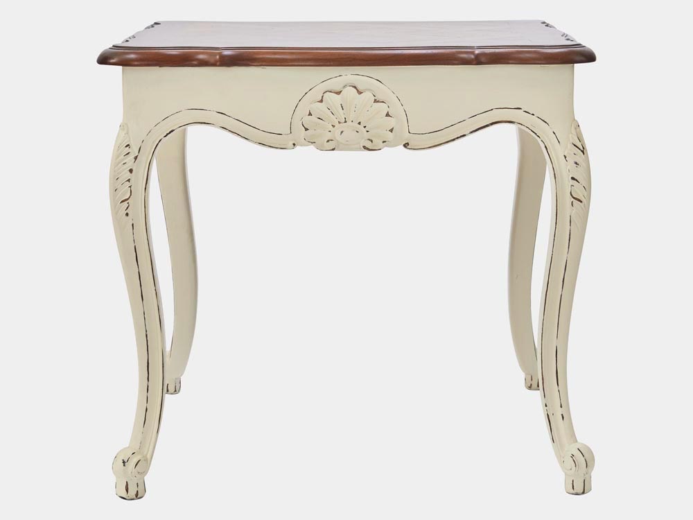 French provincial Louis XV style lamp table in white front