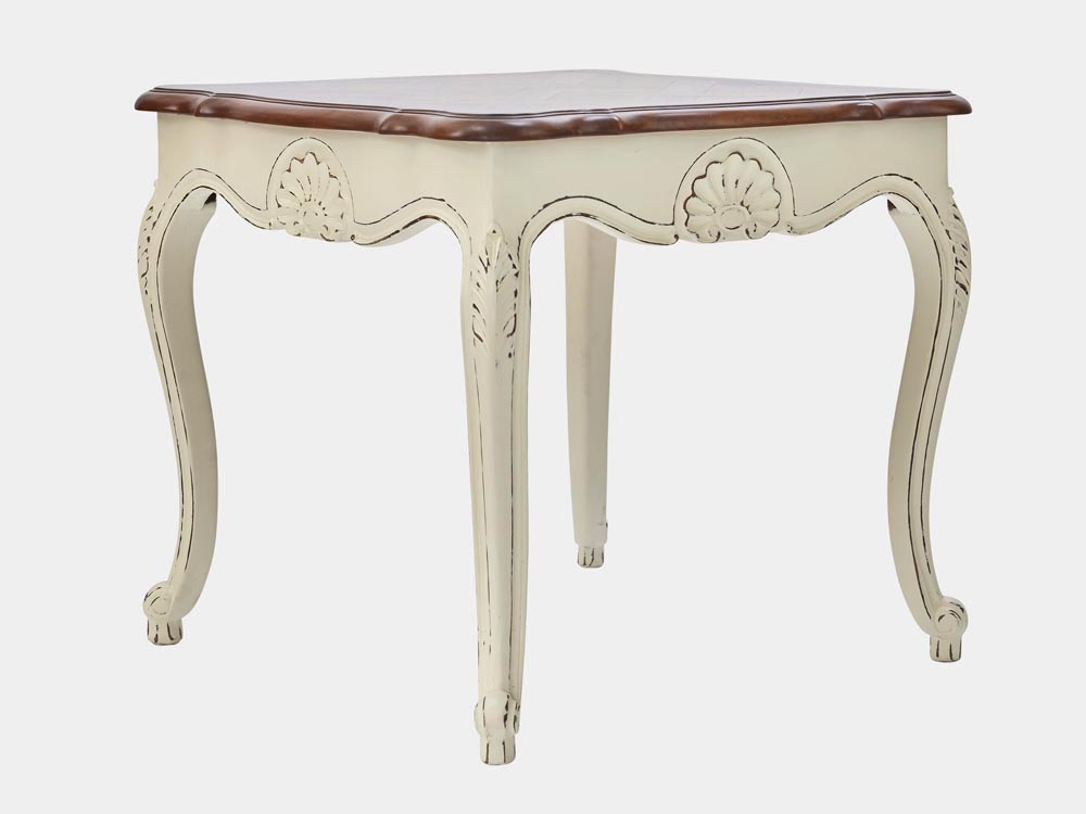 French provincial Louis XV style lamp table in white side 45