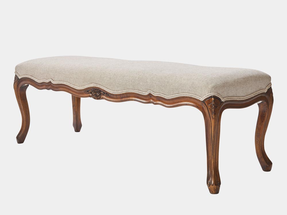 French Accent French provincial Louis XV style bed end bench in solid walnut or oak side 45