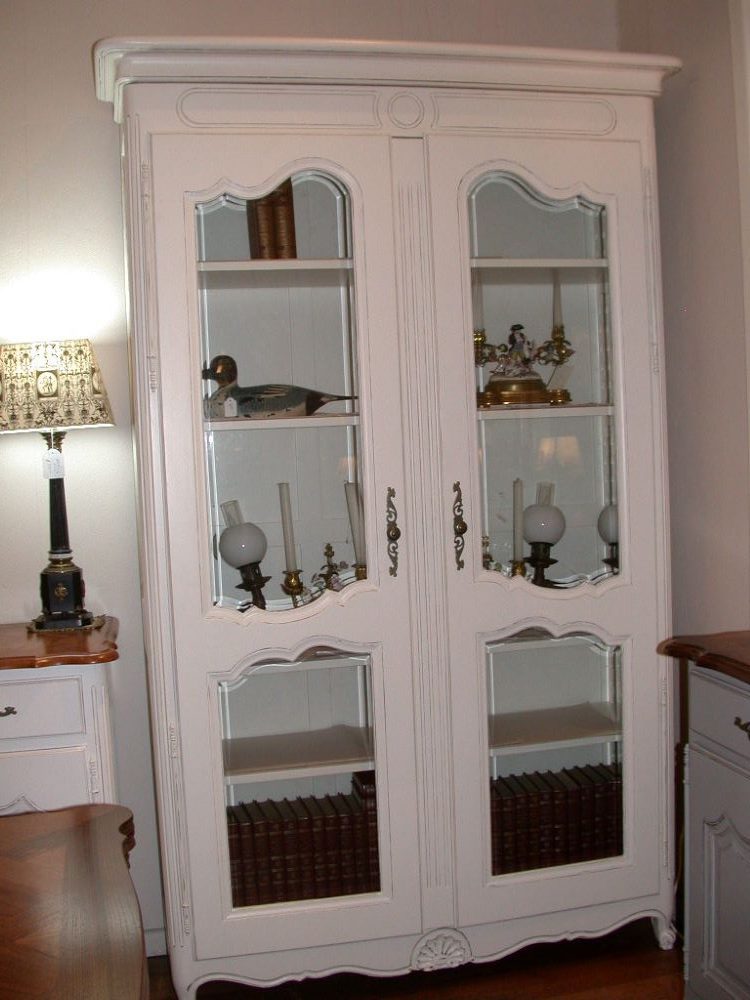French Provincial Louis Xv Style, French Country Bookcase With Glass Doors