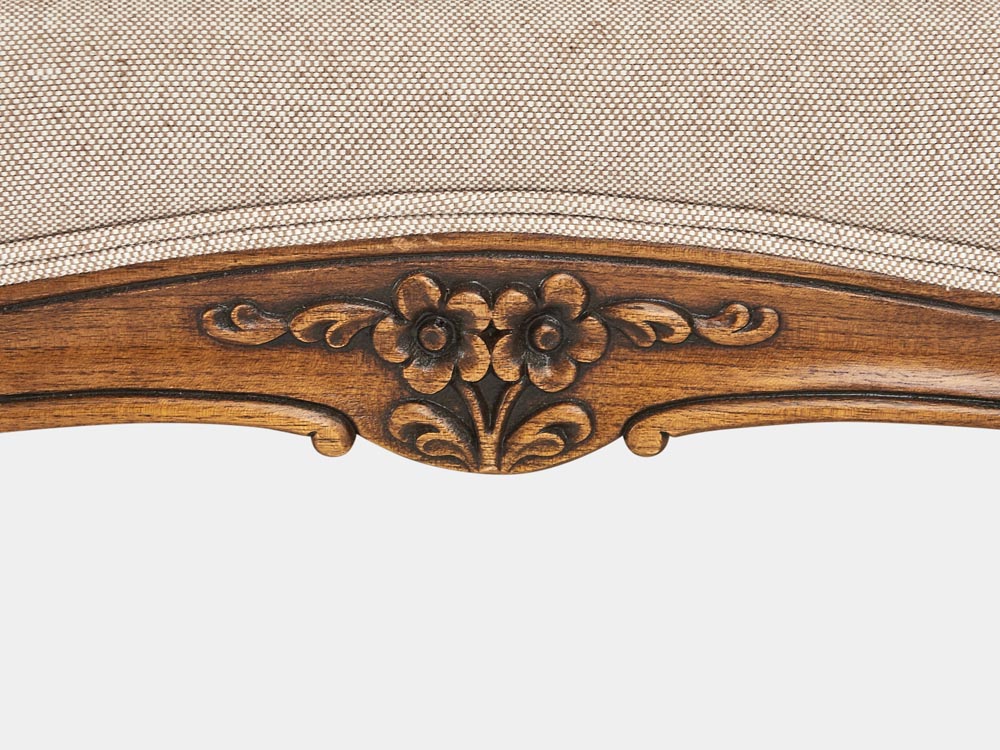 French Accent French provincial Louis XV style queen sleigh bed in walnut detail carving 2